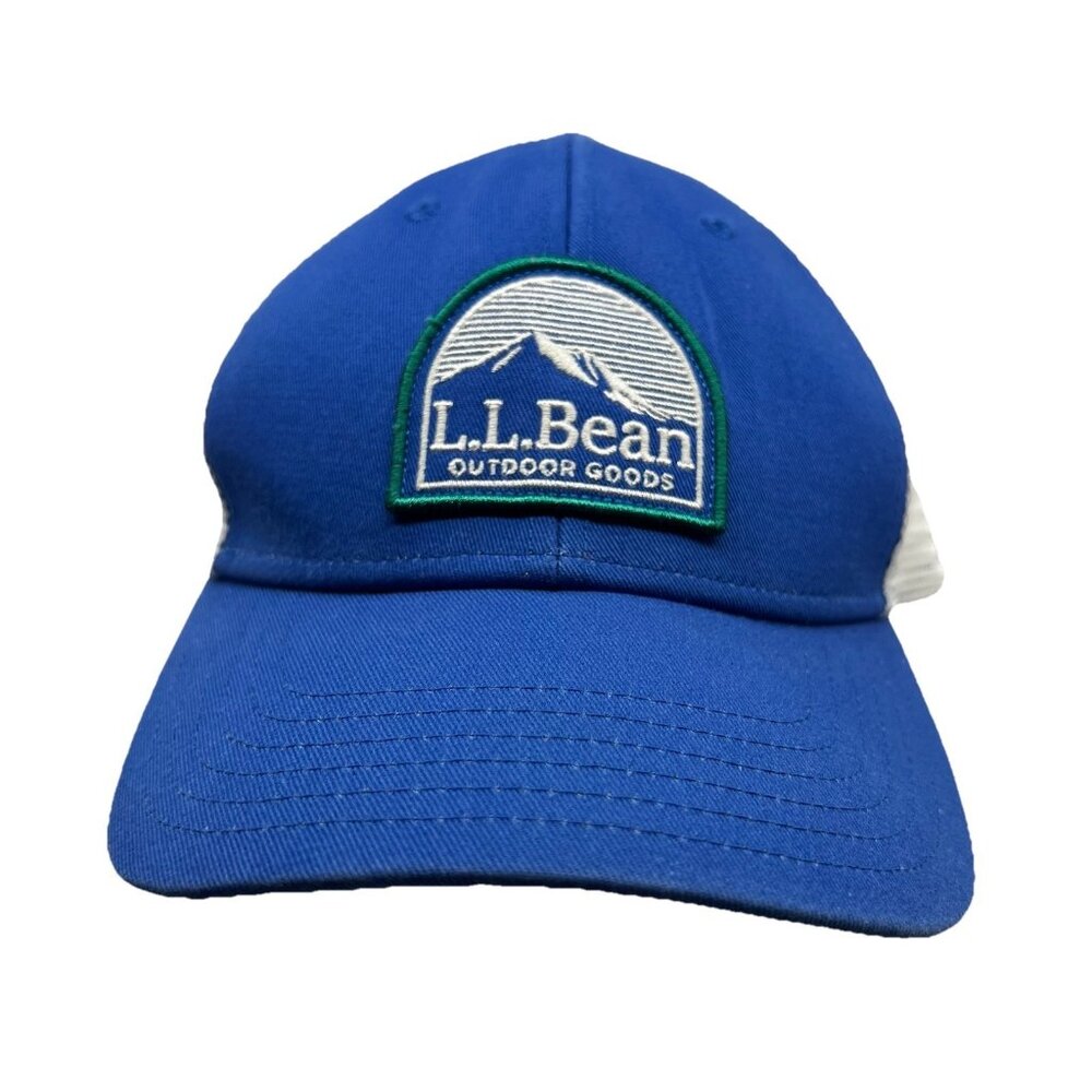 LL Bean Outdoor Goods Retro Snapback Trucker Patch Hat Cap Mesh Dad Blue 506361